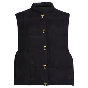 QS秸熙秋冬季新款改良轻国风新中式提花马甲女外套保暖叠穿羽绒服