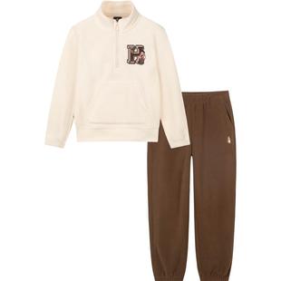 暇步士童装儿童套装25秋冬新品男童裤子女童摇粒绒卫衣卫裤两件套