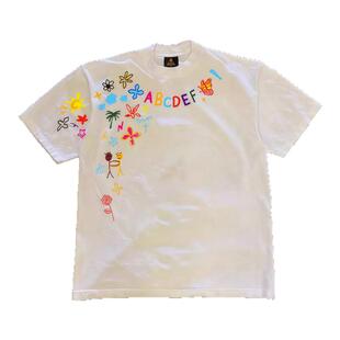 t恤美式潮牌复古vibe印花纯棉重磅涂鸦短袖上衣男款夏季高街国潮