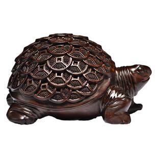 黑檀木雕金钱龟摆件实木乌龟家居客厅玄关装饰工艺品开业乔迁送礼