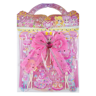 杰利儿童公主换装贴纸新款女孩纱裙款卡通娃娃百变换装秀大颗钻石宝石3d立体烫金纱裙换装贴幼儿园奖励贴贴画