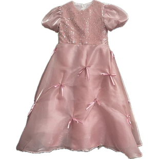 粉色洛丽塔公主裙女童生日礼物2025新款洋气女孩儿童连衣裙春秋款