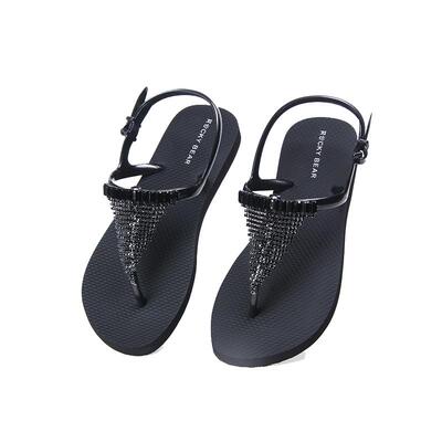 夹趾水钻新时尚款时尚平底凉鞋