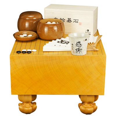 德川围棋墩一枚板日本香榧木棋盘厚190mm本榧蛤碁石围棋套装8360