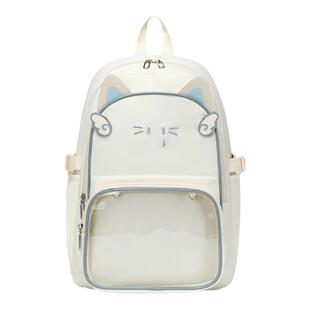 伊台秀千禧辣妹痛包双肩包大食量背包初高中女生书包生可爱机械猫