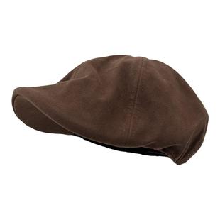 雅痞前进帽女韩版复古百搭英伦风土酷反戴麂皮时髦画家帽老爹帽男