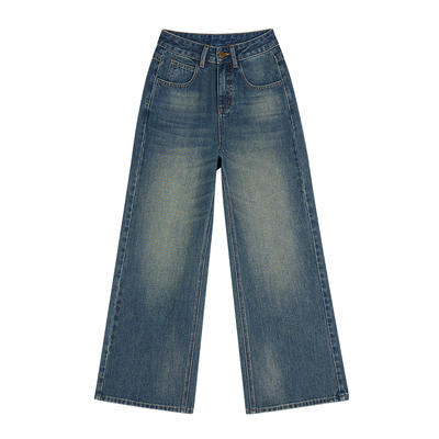 王家有鱼秋季新款阔腿宽松牛仔裤