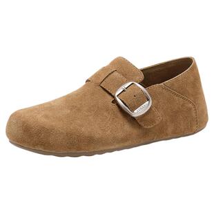 星期六勃肯鞋女2025新款秋冬女鞋全包一脚蹬懒人鞋女真皮博肯鞋直