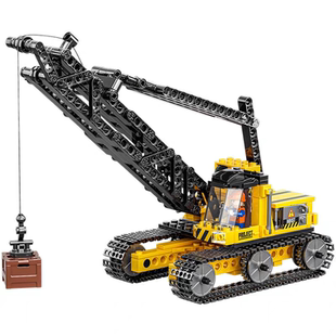 中国积木起重机吊车吊机塔吊模型工程车积木拼装儿童玩具手工礼物