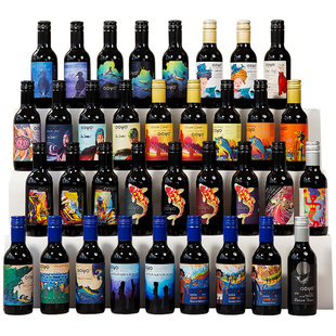 傲鱼红酒智利原瓶进口红白葡萄酒惊喜口感微醺小瓶装盲盒