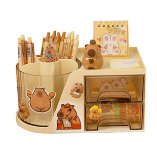 多巴胺旋转笔筒学生桌面收纳儿童女孩书桌办公室工位文具收纳盒