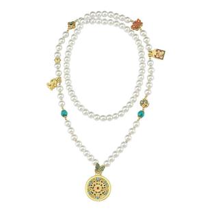 2024新款爆款圆牌吊坠珍珠长款项链女新中式国风轻奢小众高级配饰