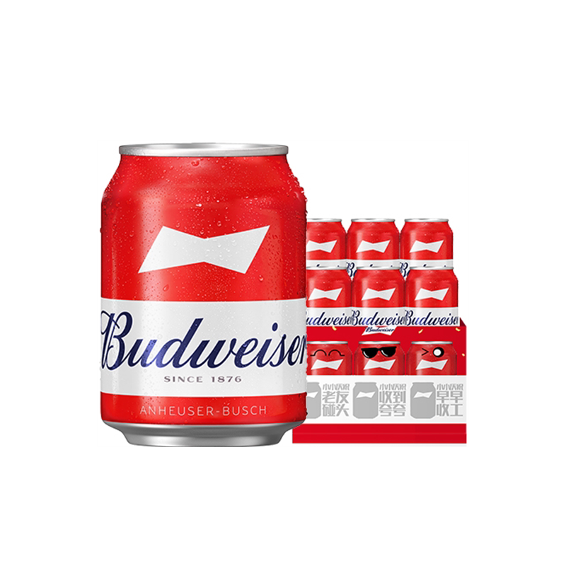 【天猫U先】百威啤酒经典迷你小罐255ml*6听mini红罐拉格尝鲜