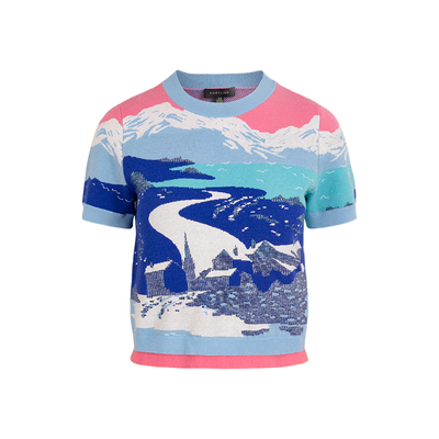 MARYLING粉蓝色雪景针织套头衫