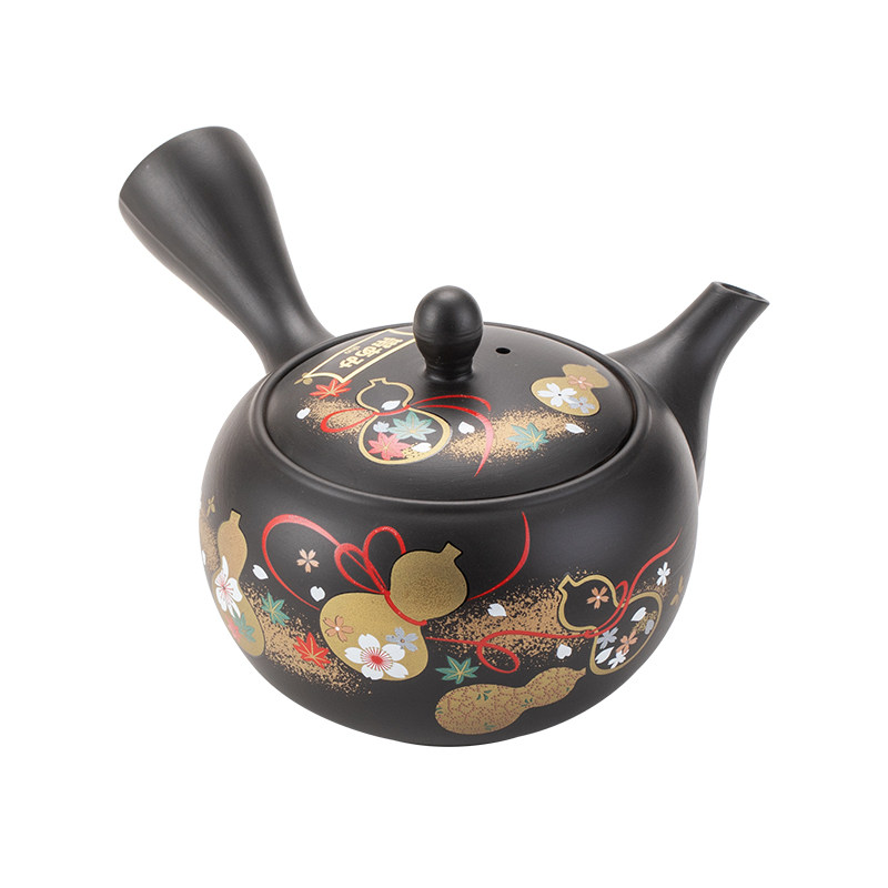 日本进口常滑烧金彩葫芦茶壶