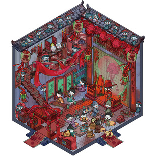 艺蓝微恐造景贴纸场景中式恐怖微缩场景合集本重恐诡异贴纸中国风