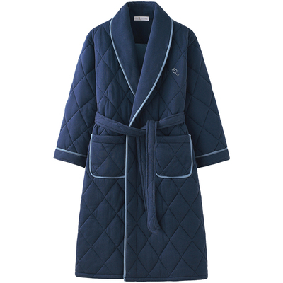 男士睡衣纯棉夹棉保暖睡袍