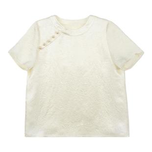 JINYU矜羽(星楚)夏季休闲圆领短袖新中式衬衫国风短袖中式上衣