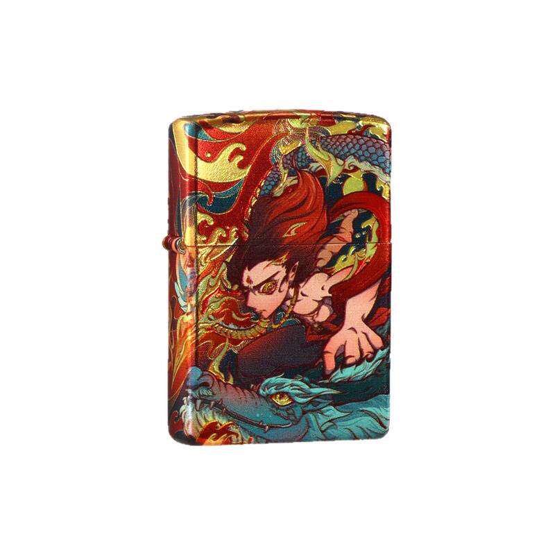 zippo古法烫金哪吒礼物男打火机