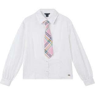 eland kids衣恋童装女童衬衫25年春秋季休闲学院风上衣可拆卸领带