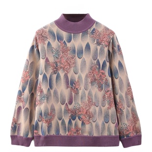 依佈中老年女士冬装新款半高领针织衫时尚妈妈装保暖打底衫上衣