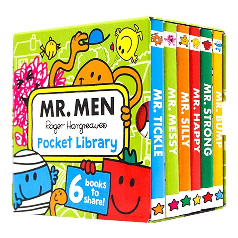 奇先生手掌书盒装6册英文原版绘本 Mr Men Pocket Library奇先生妙小姐系列小小手掌书纸板书英文版幼儿英语启蒙动画片绘本