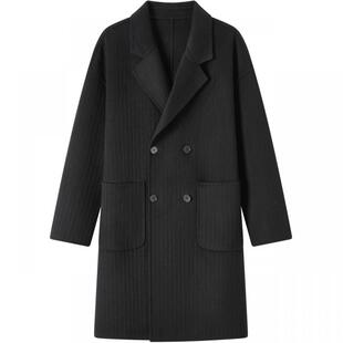 流石男装时尚经典高端羊毛双面呢大衣2025新款冬季保暖呢子外套潮