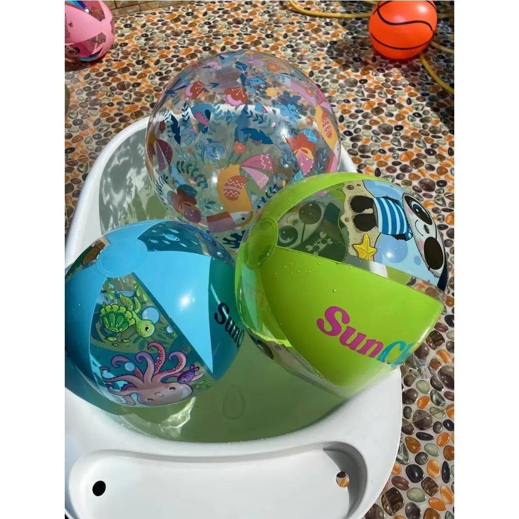 儿童水上泳池戏水球沙滩球pvc闪光球戏水玩具充气球海边沙滩球