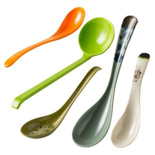 10个装商用汤勺长柄勺子餐厅面馆带勾汤勺调羹粥勺饭店勺密胺仿瓷