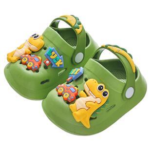 儿童恐龙凉拖鞋夏季卡通软底小男孩拖鞋防滑男童包头小宝宝洞洞鞋