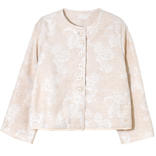 GESGOO新中式提花短款外套春装女款2025年新款气质宽松小开衫上衣