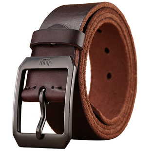 jeep吉普头层牛皮皮带真皮美式复古针扣通勤休闲牛仔裤腰带男款潮