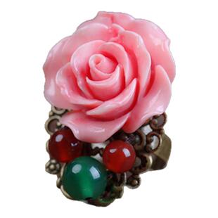 凤仪（饰品）民族风戒指大花朵食指女中国风首饰品开口可调节指环