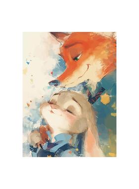 尼克朱迪疯狂动物城diy数字油画