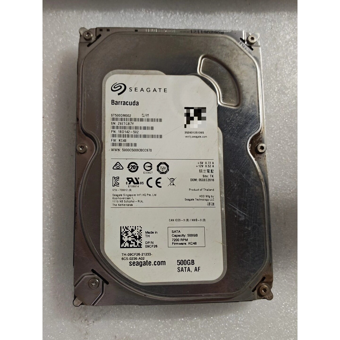 议价希捷500G机械硬盘，型号ST500DM002，3.5寸SA