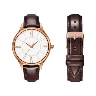 适用于天梭T-Trend臻时力洛克俊雅港湾表带真皮平纹棕色针扣男女