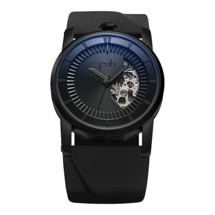 FOB手表法式进口新经典R413半镂空表盘时尚皮革表带机械腕表