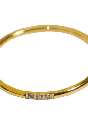 小众设计三颗钻时尚OL钛钢戒指