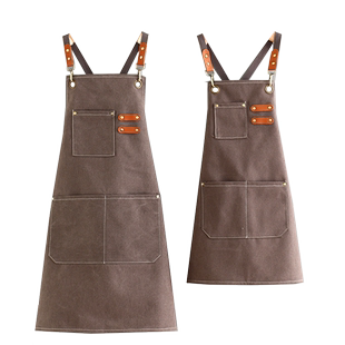 帆布围裙时尚围腰亲子成人厨房咖啡厅画室工作服上班定制印字logo