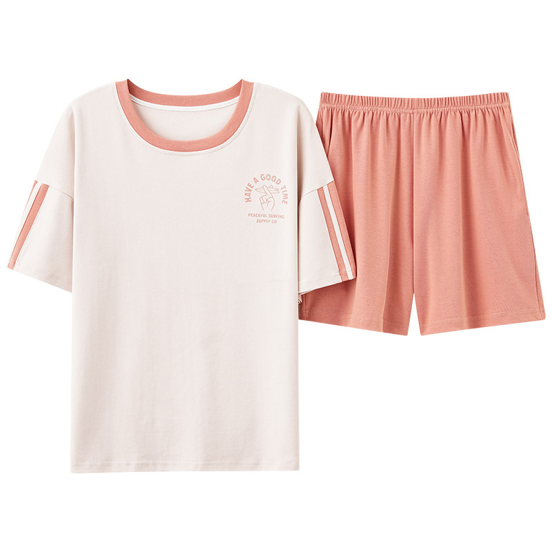女士大码宽松韩版短袖家居服套装