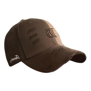 美式复古大头围棒球帽子女韩版街头刺绣字母破洞鸭舌帽显脸小帽子