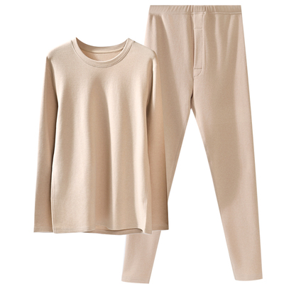 女士保暖内衣彩棉双面磨绒A类秋冬内搭加厚秋衣秋裤男肤色打底衣