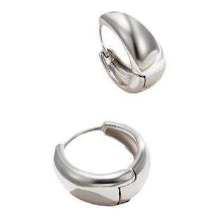 旭平韩系冷淡风几何金属素圈耳环女简约ins时尚个性通勤易搭耳扣