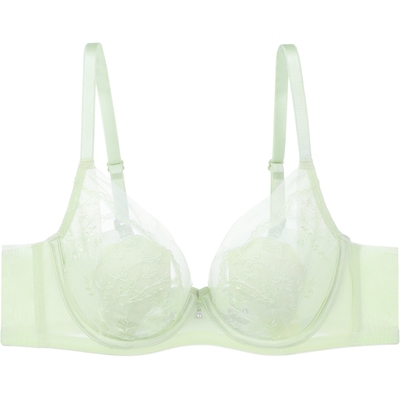 【画纱兔耳朵】安莉芳蕾丝文胸女大胸显小超薄款透气内衣EBW1046