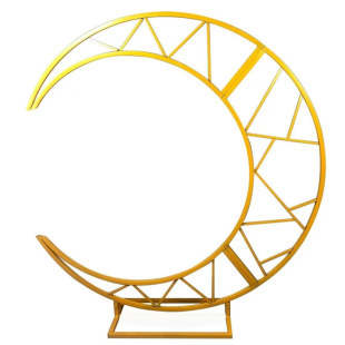 婚庆舞台装饰月牙绢花拱门月亮花架求婚礼派对打卡橱窗背景布置