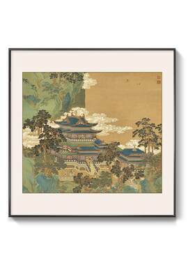 仙山楼阁装饰画禅意山水国画挂画