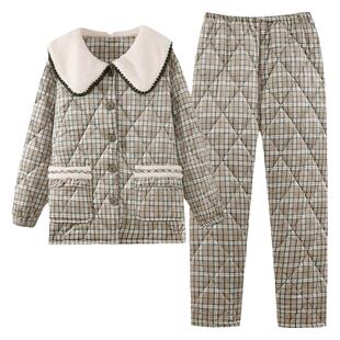 睡衣女款冬季加厚加绒珊瑚绒三层夹棉高级感秋冬款2026新款家居服