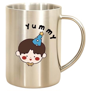 儿童水杯宝宝牛奶杯直饮杯防烫防摔304不锈钢家用学饮杯喝水杯子