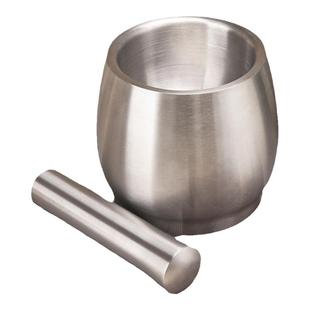 304不锈钢厨房工具捣蒜器 家用捣药鼓形蒜磨钵手动石臼捣碎器大号