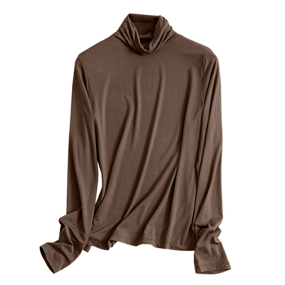 莫代尔高领打底衫女秋冬新款内搭修身长袖面膜T恤显瘦堆堆领上衣